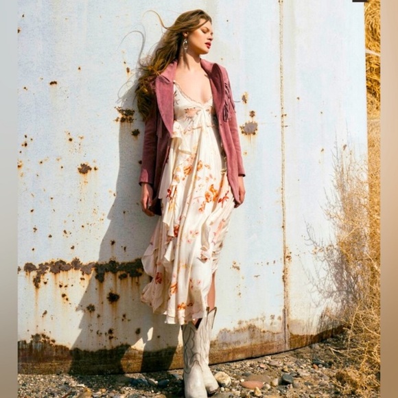 Free People Floral Maxi Dress - Cream and Pink - Picture 2 of 13